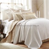 Cotton Gold Foil Print Quilt with POM POM in Natural (DO6053)