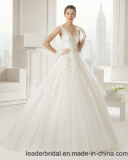 V-Neckline Bridal Ball Gown Lace Tulle Country Outside Wedding Dress Lb1828