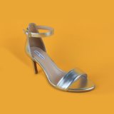 Lady Silver Metallic Ankel Strape High Heel Women Sandals