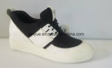 New High Quality Lady Sneakers Shoes with Leather & Elastin Canvas Combination Material
