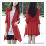 Spring Autumn Fashion Cheap Long Style Red Women Trench Coat