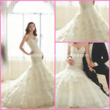 Mermaid Ball Gowns Tiered Lace Organza Wedding Bridal Dresses Y1628