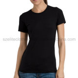 Women Cheap Plain Black T-Shirt (ELTWTJ-92)