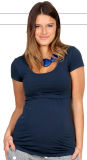 Navy Blue Maternity Knitted Nursing T-Shirt