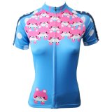 Summer Short Sleeve Cycling Shirts Lady's Cycling Jerseys Breathable Row of Han Sport Outdoor Cute Cartoon Patterned