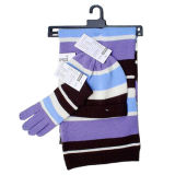 Striped Knitting Hat, Glove and Scarf (JRK124)