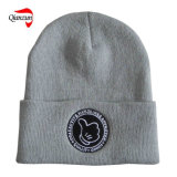 Flat Embroidery Grey Knit Cap