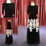 2018 Spring Long Sleeves Black and White Party Evening Dress