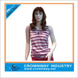 Ladies Yarn Dye Striped Cotton Sleeveless T-Shirt for Promotion
