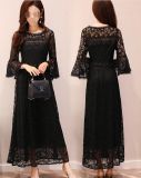Ladies Long Lace Dress with MID Sleeve, Evening Dress