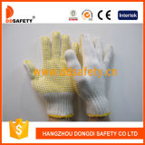 Ddsafety 2017 Cotton Knitted Gloves Yellow PVC Dots Safety Gloves