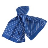 New Style Uniform Scarf Blue Stripes 100% Silk Printed Logo Scarf