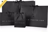 Factory Outlet OEM Black Gift Paper Bag with Silk Ribbon Handle