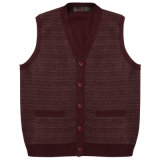 Bn1539 Wool and Yak Blended Luxury V Neck Knitted Waistcoat for Men