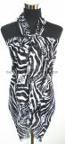 Classical Zebra Printing Thin Polyester Beach Pareo / Lady Scarf (HWBPS005)