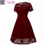 Sexy Vintage Summer Lace Round Neck Short Sleeve Princess A Line Tea Dress L36173-1