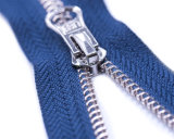 Metal Zipper with Shiny-Sliver Teeth and Blue Tape/Fancy Puller/Top Quality