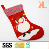 Quality Embroidery/Applique Christmas Decoration Felt Tartan Snowman Style Stocking