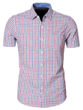 Men's Short Sleeved Plaid Dress Shirt