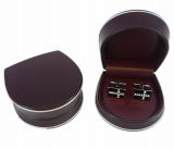 Customized Brown Clamshell Cufflink Box