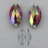 Wholesale Flat Back Siam Ab Horse Eye Crystal Stone for Sewing Garment