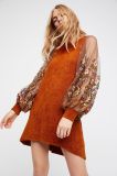 Embroidery Sweater Mock Neck Silhouette with Sheer