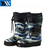 Camo Print Textile Collar Children Natural Rubber Rainboots High Quality Wellingtons New Design Wellies Shoes for Kids Footwear Boys