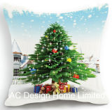Square X'mas Tree Design Decor Fabric Cushion W/Filling