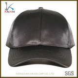 Custom Fashion Black Satin 6 Panel Blank Baseball Cap