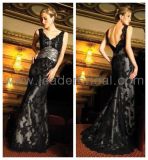 Mother of The Bride Dress Silver Sash Black Lace Evening Dresses Custom Designer Prom Dress (CY2)