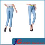 Sky Blue Foot Rolling Simple and Elegant Lady Jeans (JC1307)