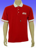 Men's Red Color White Neck Polo Shirts