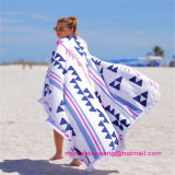 100% Cotton Square Printed Beach Towel with Tassels