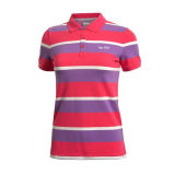 New Style Ladies Short Sleeve Striped Polo Shirts