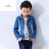 Fashion New Style Boys' Long Sleeve Denim Shirt with Personality Embroidered by Fly Jeans