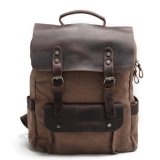 Canvas Fabric Shoulder Comping Backpack Heavy Canvas Leahter Army Backpack (RS-  8064K-1)