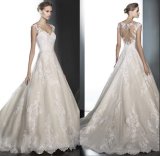 Cap Sleeves Bridal Gown Lace Tulle 2018 A-Line Wedding Dress Lb1823