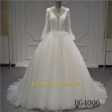 Fatory Price Long Sleeve Top Beading Wedding Dress Bridal Gown