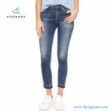 Fashion Tight Washed High-Waisted Women Ninth Denim Jeans with Blue by Fly Jeans
