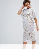 Women's Maternity Printed Kimono MIDI Dress