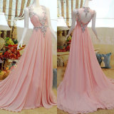 Chiffon Pink Prom Party Gowns Jewelry Cocktail Evening Dresses Y2216
