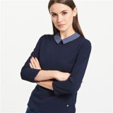 Navy Color Long Sleeve Women Blouse