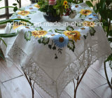 Sunflower Cotton Lace Border Embroidery Tablecloth St1778