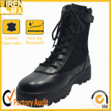 2017 High Quality Black Leather Military Combat Boot with Rubber Sole