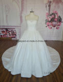 Puffy Gown Beading Lace Applique Sleeveless Long Trian Wedding Dress