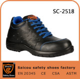 Smooth Leather Black PU Injection Outsole Safety Worker Shoes Sc-2518