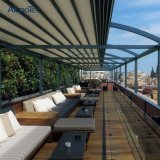 Automated Folding Curved Pergola Awning System Retractable Fabric Shade