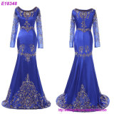 Europe Navy Blue Color Splice Sexy Patterns of Long Lace Evening Dress