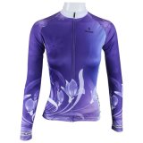 Flowers Purple Outdoors Women's Long Sleeve Cycling Jerseys Breathable Quick Dry