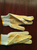 10 Gauge Bleached and PVC Dotted White Cotton Knitted Working Gloves
